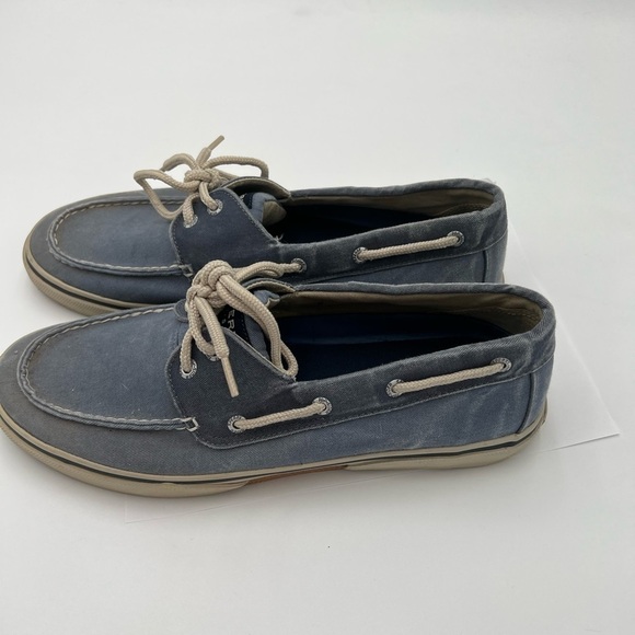 Sperry Top Sider Mens Halyard 2 Eye Denim Blue Slip On Boat Shoes Size 12 - Picture 6 of 11